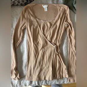 H&M Maternity and Nursing Tan Wrap Top